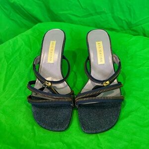 Ann Marino Women's Sandals - Denim and Gold Accents
